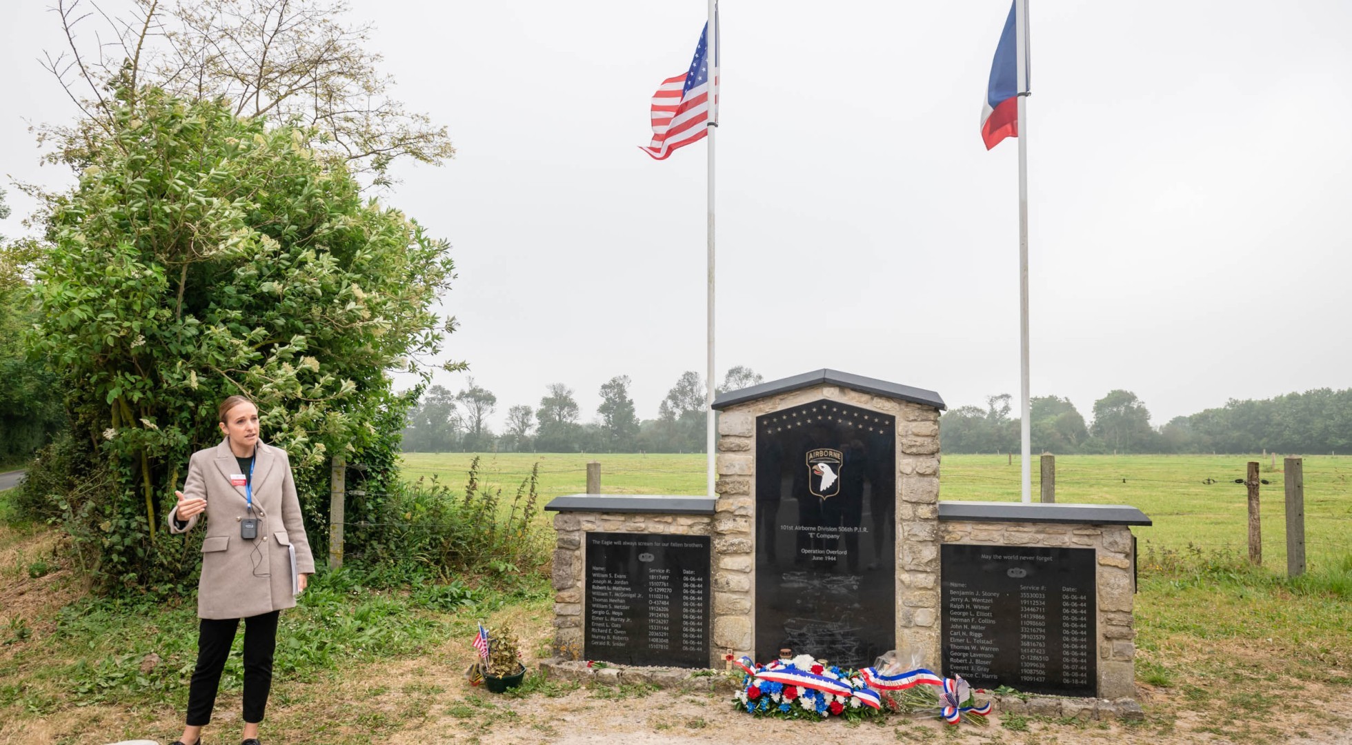 Easy company tour guide at monument